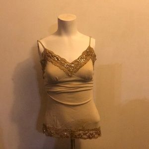 Gold sequin trim cami